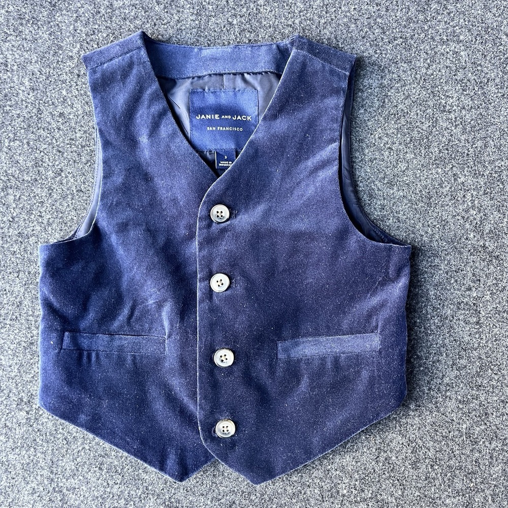 Janie‎ & Jack Blue Velvet Suit Vest Boys 3T